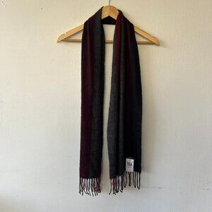 Cashme Scarf Made in Italy Gray Maroon Striped NWT Cozy Fringe